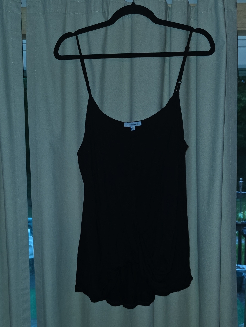 white birch Black Lightweight Adjustable-Strap Twist Cross Front Camisole